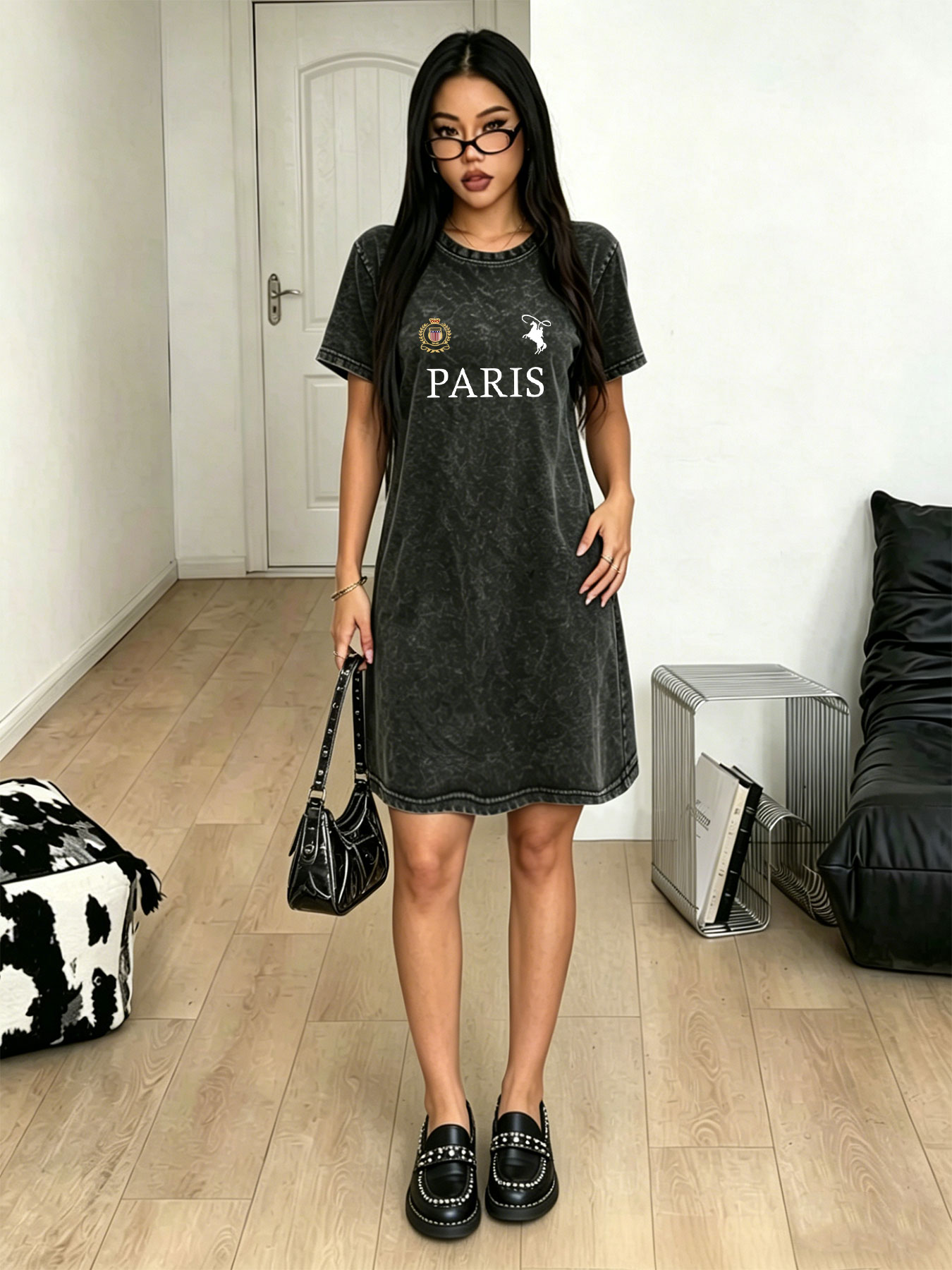 فستان تي شيرت نسائي بتصميم عتي - مراجعة Streetwear Brand Paris وسعره
