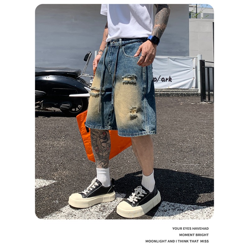 شورت جينز رجالي فضفاض بتصميم أ - مراجعة Streetwear Brand Jorts وسعره