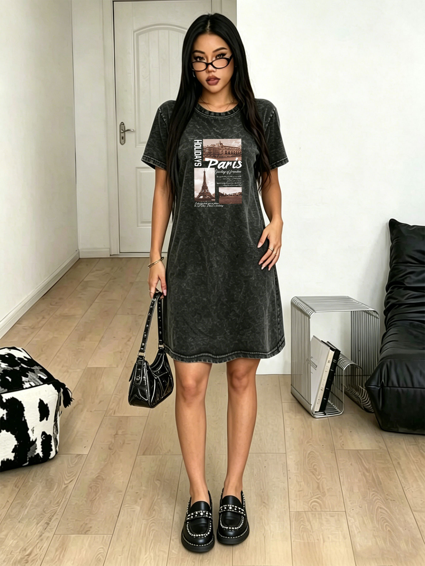 فستان تي شيرت نسائي بتصميم عتي - مراجعة Streetwear Brand In Paris وسعره